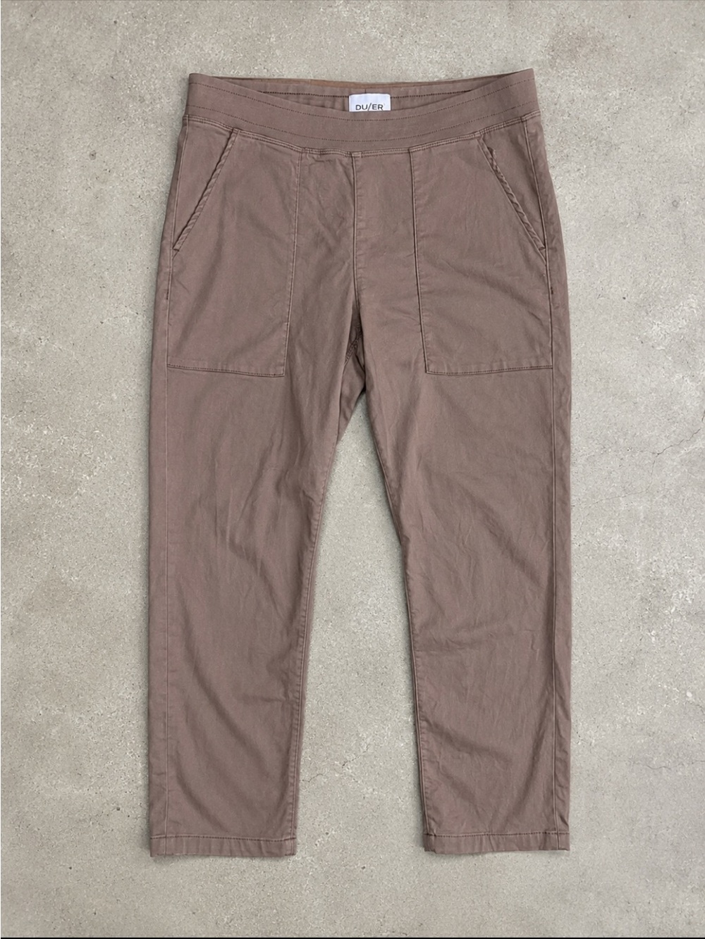 DU/ER No Sweat Everyday Pants Woman Large Tan Pull On Tencel Stretch Utility